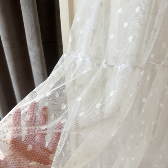 SHEIN white polka dot sheer mesh maxi skirt NWOT large - Picture 3 of 7